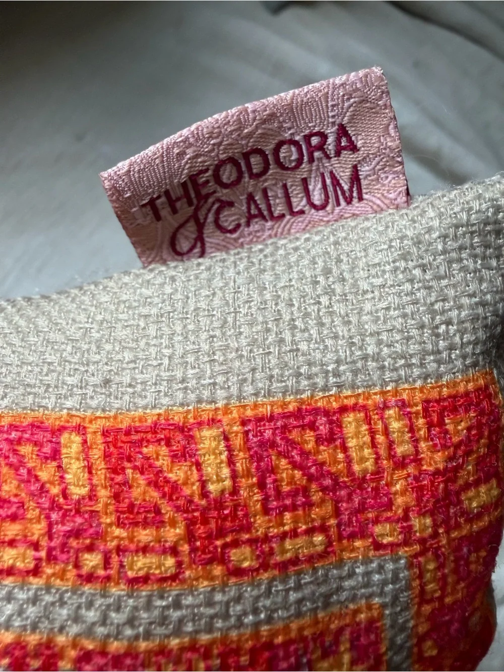 Set of four Decorative Throw Pillow covers - Coral- Grey- Orange-Pink Boho print